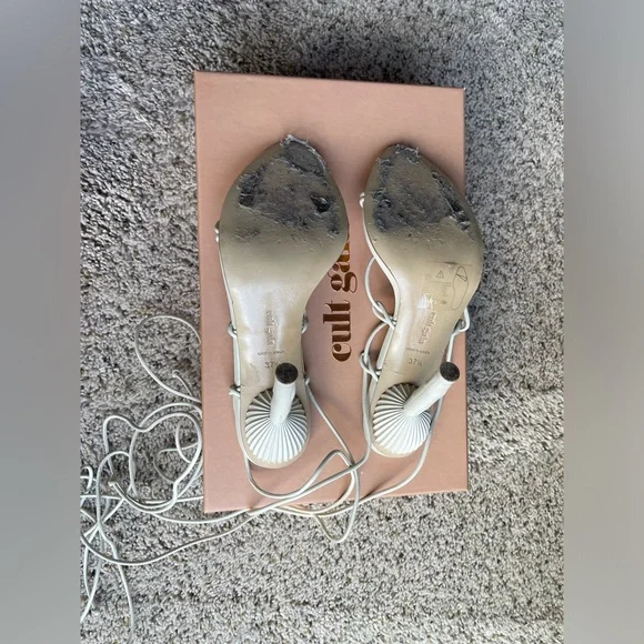 Cult Gaia Soleil lace up heel. Size 7.5. Off white - Picture 9 of 11